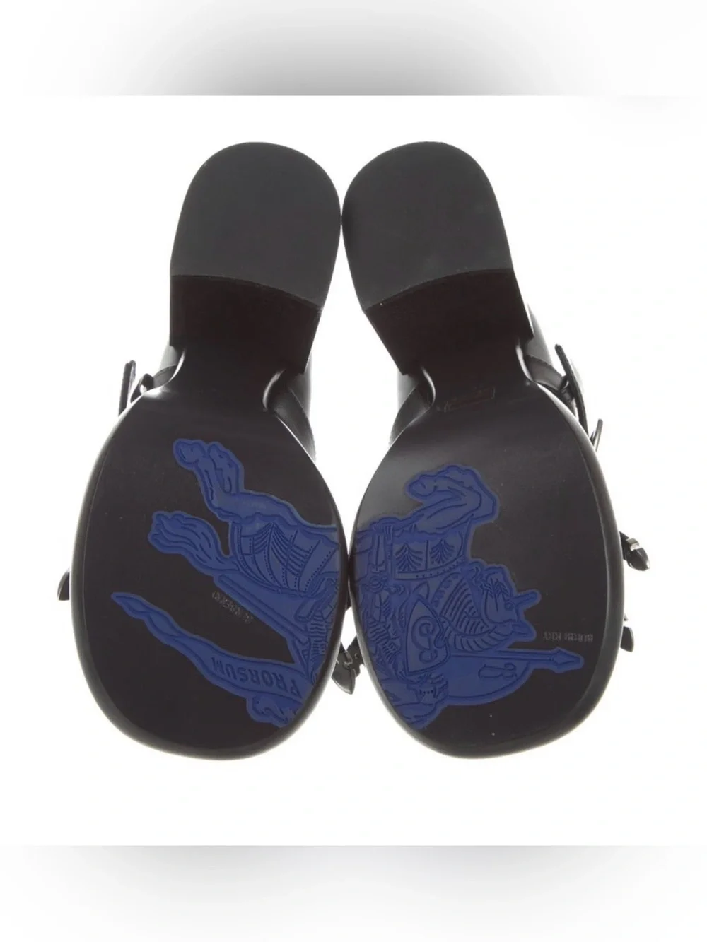Burberry Black Leather Kiltie Buckle Block Heel Loafer